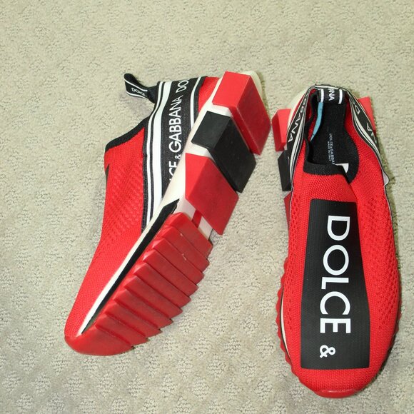 Dolce & Gabbana Mens Size 10 Sorrento Logo Slip On - Red/Black CS1595 AH677 - Picture 1 of 6